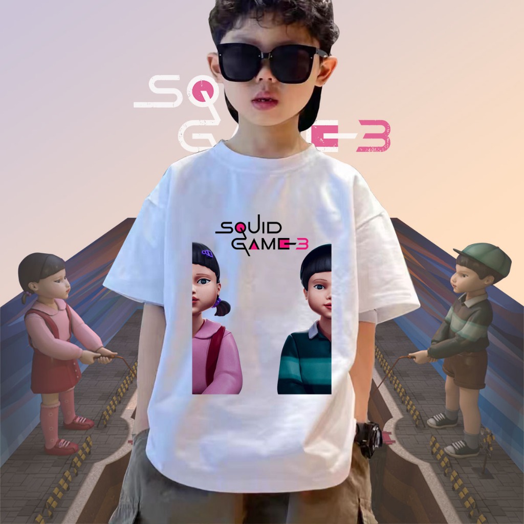 'Squid Game 3' เสื้อผ้าฝ้ายเสื้อสำหรับเด็กสีสันเสื้อสะดวกสบายใส่