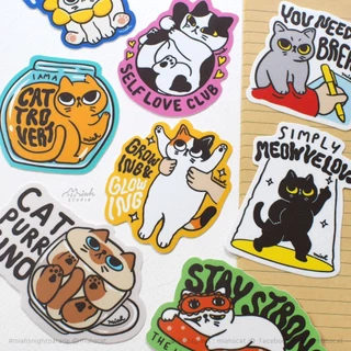 🏠 พร้อมส่ง 🏠 สติกเกอร์ กันน้ำ ชุด My Home Cat Sticker Vol.1 by Miah Studio ลายเจ้าแมวสามัญประจำบ้าน กับแคปชั่นกวนๆ