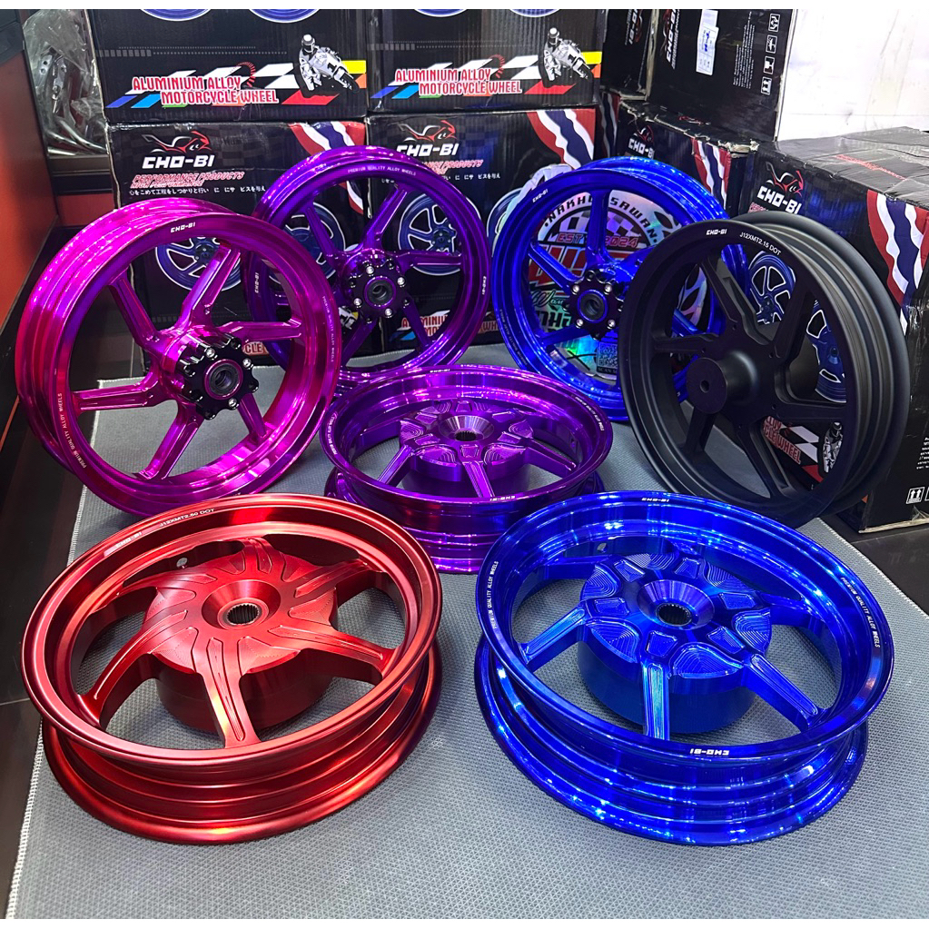 ล้อCNC Giorno แบรนด์โชบิมีทั้งหมด7สี เขียว ม่วง ดำ แดง ทอง ชมพู น้ำเงิน
