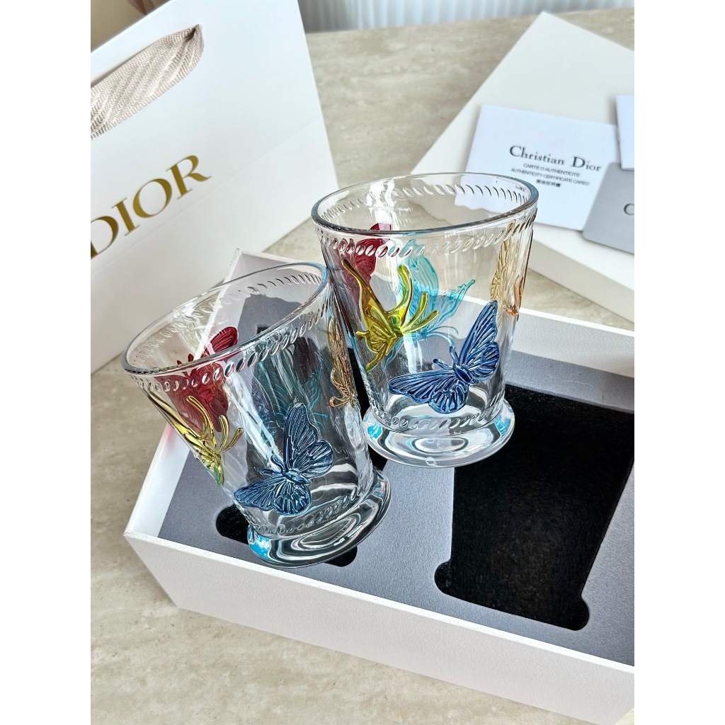 Dior premium whiskey glass, high aesthetic water glass, beverage glass, painted relief crystal glass