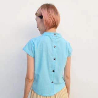 เสื้อผ้าฝ้ายขึ้นกบ คอปีน กระดุมหลัง ทรงสวย