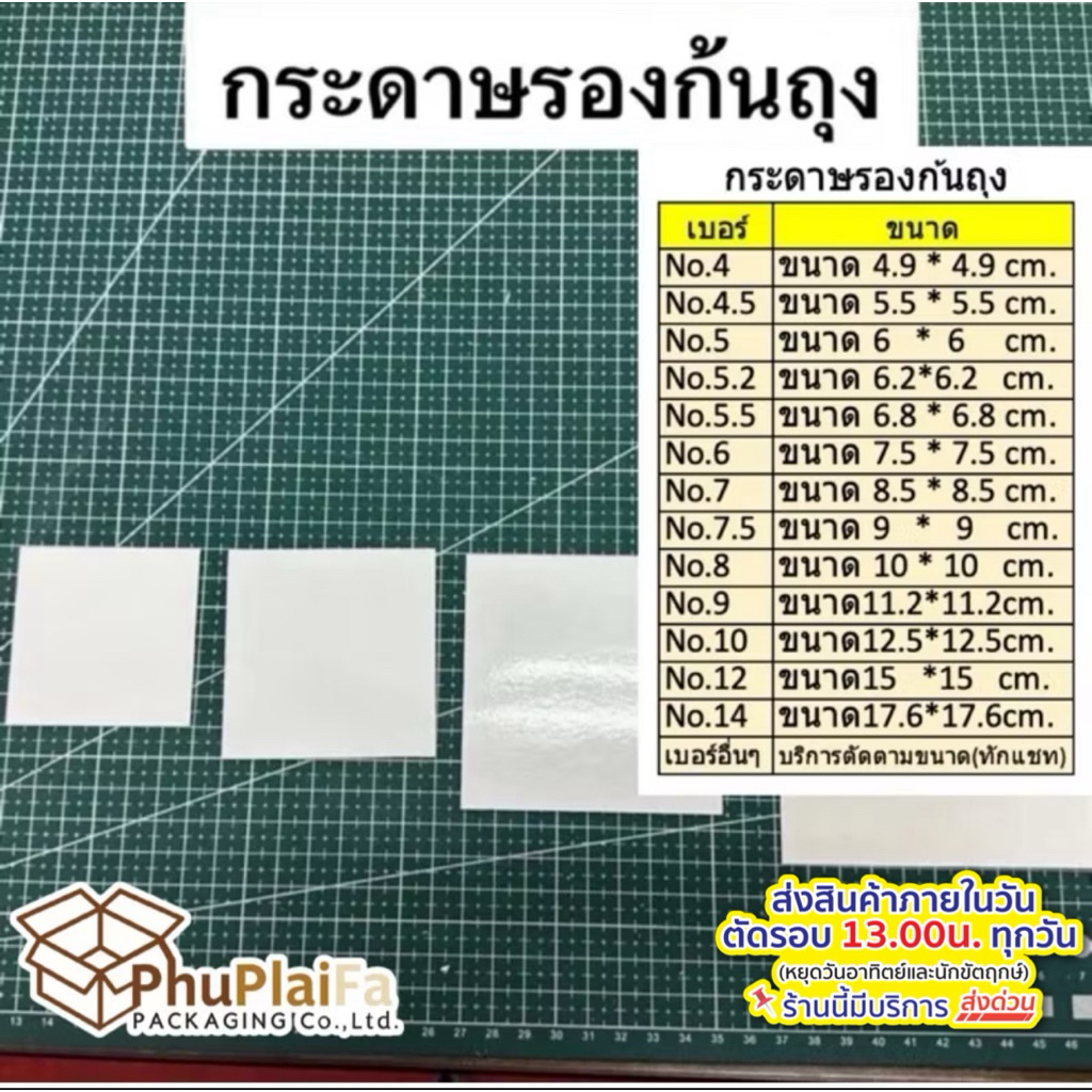 ส่งด่วน1วัน กระดาษรองก้นถุงขนม กระดาษFood gradeขาวทั้ง2ด้าน หนา350แกรมอย่างดี 1kgหลายขนาด(รหัสAE001)