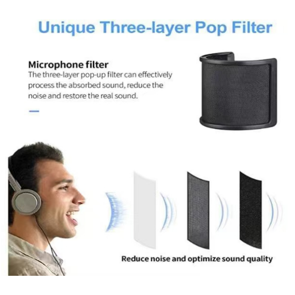 Pop Filter ตัวกันลมสำหรับไมโครโฟน คุณภาพดี แข็งแรง (อันเล็ก)