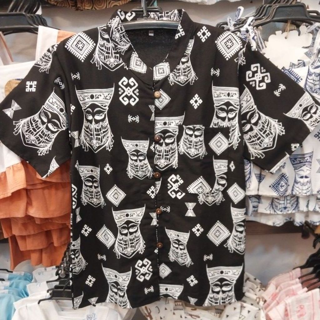 เสื้อผ้าฝ้ายลายผีตาโขนคอจีน(ภาพจริงสีจริงตรงปกแน่นอนค่ะ)