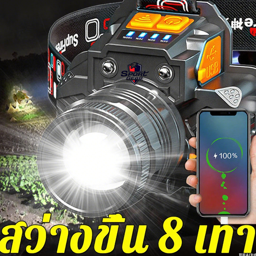 LEDไฟฉายคาดหัว กำลังสูง10W ไส้ตะเกียง L9 สามารถปรับโฟกัสได สว่างขึ้น 8 เท่า ไฟฉายแรงสูง