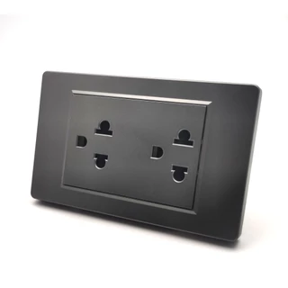 AVA SET001 เต้ารับคู่ (มีกราวด์) ปลั๊กไฟ Universal Socket คุณภาพสูง ดีไซน์โมเดิร์น รับประกัน 2 ปี ส่งจากไทย