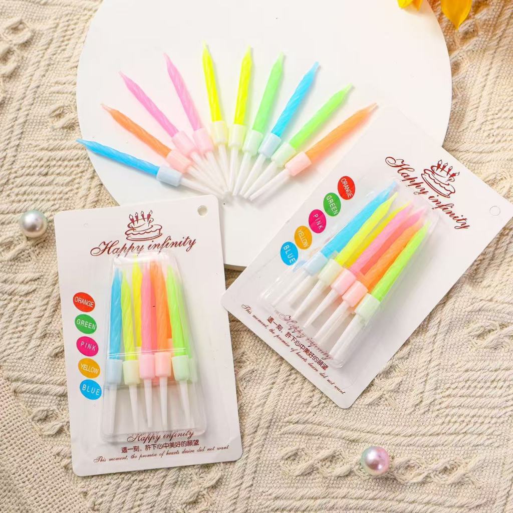 เทียนวันเกิด เทียนสีๆ birthday candle เทียนแท่งยาว สีเมทาลิค HBD ปาร์ตี้ Happy Birthday  (ราคาถูก/พร้อมส่งจากกทม.)