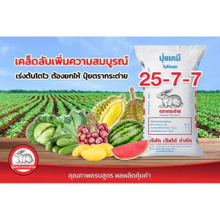 ปุ๋ยตรากระต่าย สูตร 25-7-7 แบ่งขาย 5 กก เม็ดสีฟ้า เร่งให้โตไว ใบงาม รากแข็งแรง