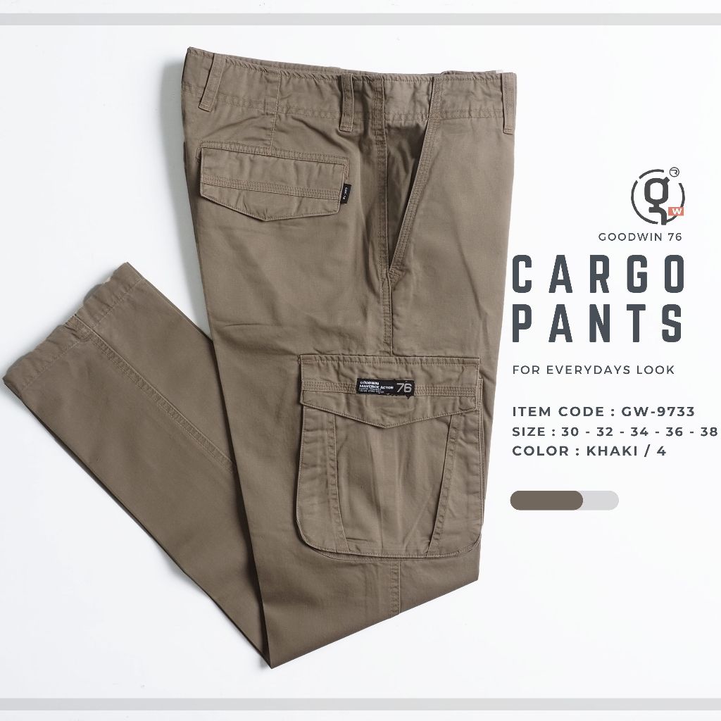 GOODWIN – 9733 CARGO PANTS กางเกงคาร์โก้ขายาวผู้ชาย ผ้าคอตต้อน สีพื้น ราคา ถูกที่สุด ดีลบีเคเค แกลเลอรีภาพที่ 6