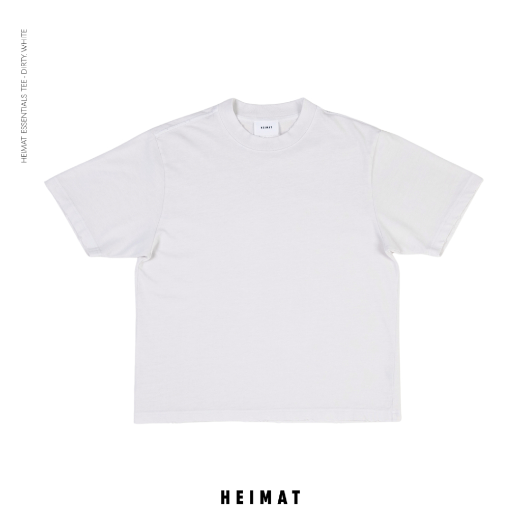 HEIMAT ESSENTIALS 1.0 TEE – DIRTY WHITE – เสื้อยืดคอกลมทรง boxy ราคา ถูกที่สุด ดีลบีเคเค แกลเลอรีภาพที่ 4