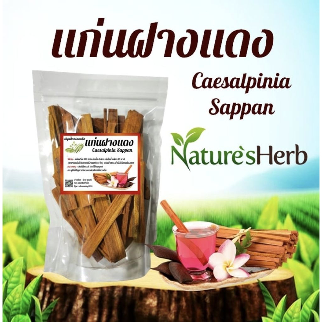 แก่นฝางแดง Caesalpinia Sappan สมุนไพรอบแห้ง