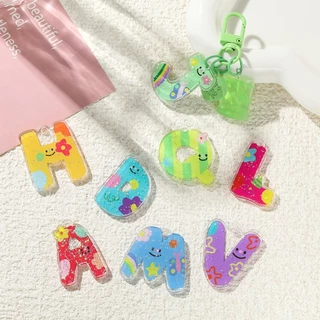 [ส่งด่วนไทย] จี้อะคริลิค ตัวอักษรภาษาอังกฤษ A-Z Alphabet Keychain สำหรับเครื่องประดับ พวงกุญแจ DIY.