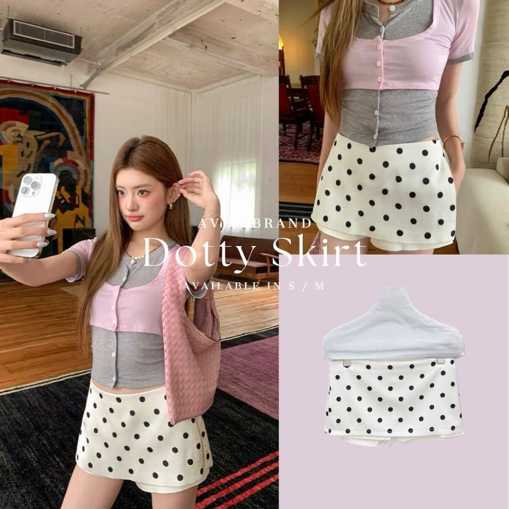 AVES.BRAND DOTTY SKIRT กระโปรงกางเกงลายจุด polka dot
