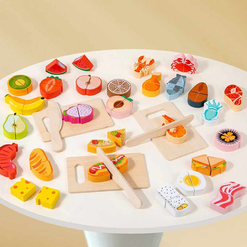 ของเล่นไม้ ของเล่นหั่นอาหาร 11 ชิ้น ตีนตุ๊กแก ของเล่นเสริมพัฒนาการ