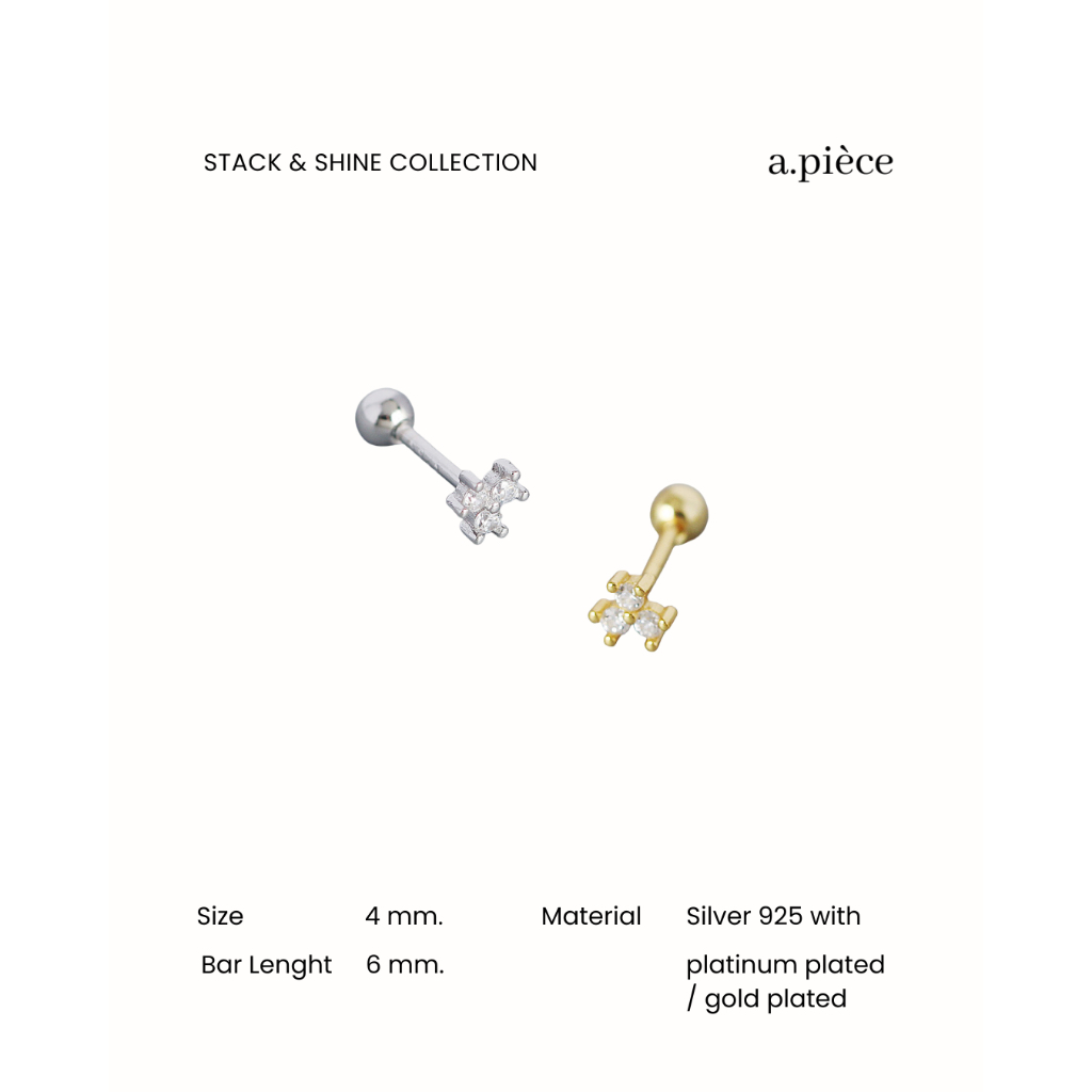 A.piece จิวเงินแท้ [all silver 925] Crystal piercing