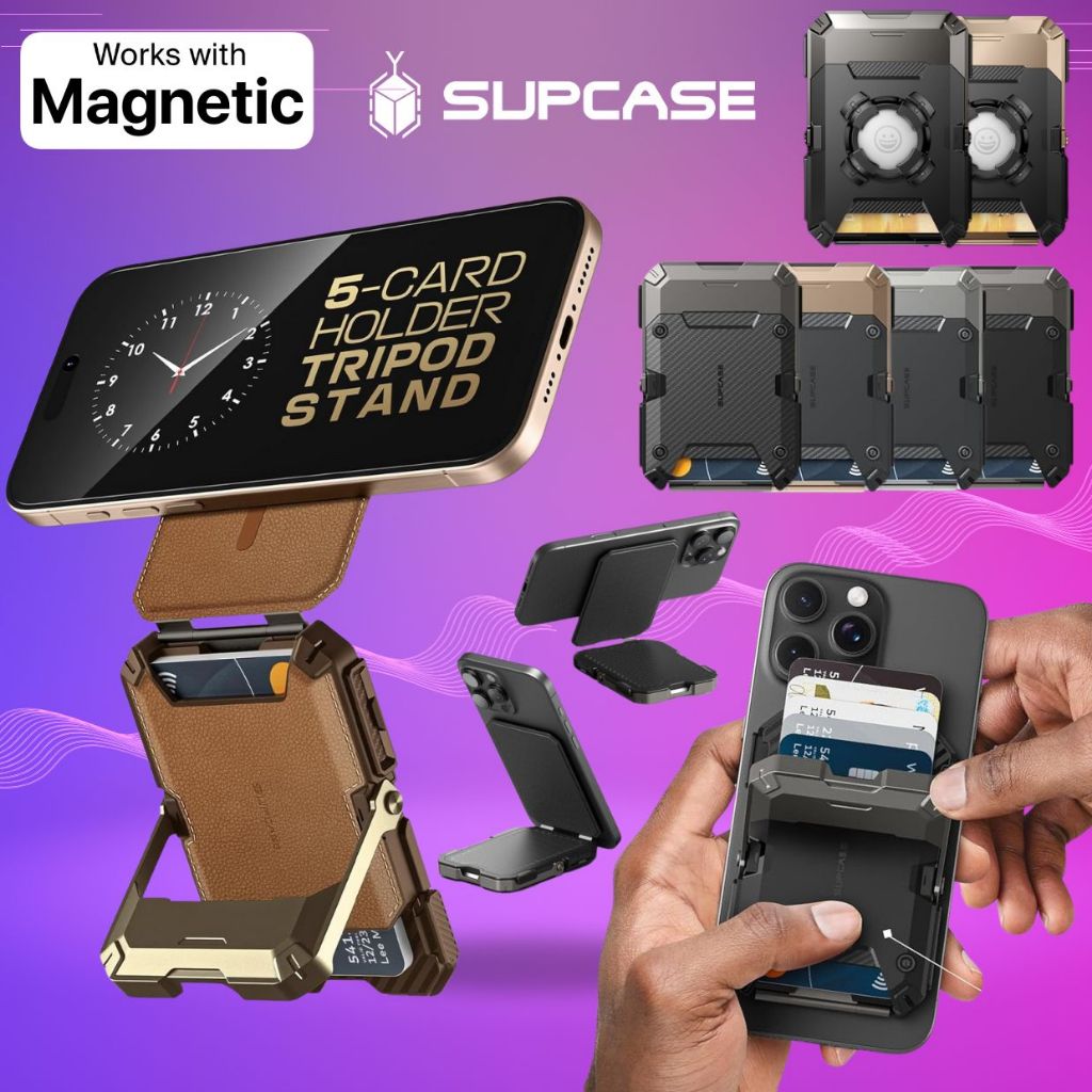 (ส่งทันที) ที่ใส่บัตร ติดโทรศัพท์ มีขาตั้ง SUPCASE [ MagFlip ] Magnetic Wallet with Stand