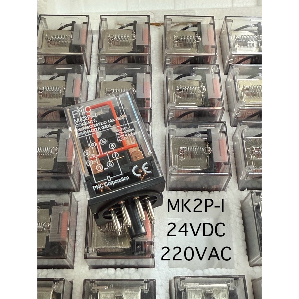 รีเลย์ รุ่น MK2P-I 8ขากลม มีคอยล์ 24VDC , 220VAC Relay MK2P-I 24VDC MK2P-I 220VAC รีเลย์8ขากลม แบรนด