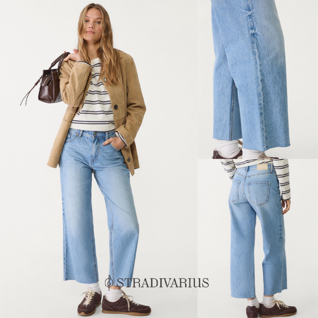 STRADIVARIUS กางเกงยีนส์ D96 CROPPED STRAIGHT - JEANS ทรงตรงปลายขาตัด
