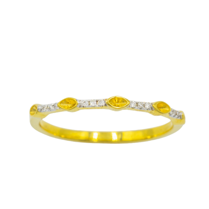 Happy Jewelry แหวนแถวเรียง คั่นมาคี แหวนเพชรแท้ ทองแท้ 37.5% (9K) ME610