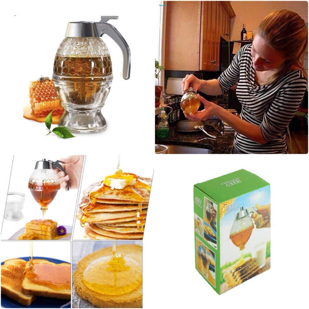 ขวดจ่ายน้ำผึ้ง ใส่น้ำเชื่อม ไซรัป น้ำตาล 🍯🐝 Kitchen Tools Honey Dispenser Syrup Pot Type Container Breakfast