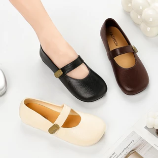 พร้อมส่งจากไทย【9124】รองเท้าหนังPUทรงแมรี่เจนแบบสวมสไตล์เจ้าหญิงน่ารักสุดๆ(ควร+1ไซส์เพิ่ม ) tobo