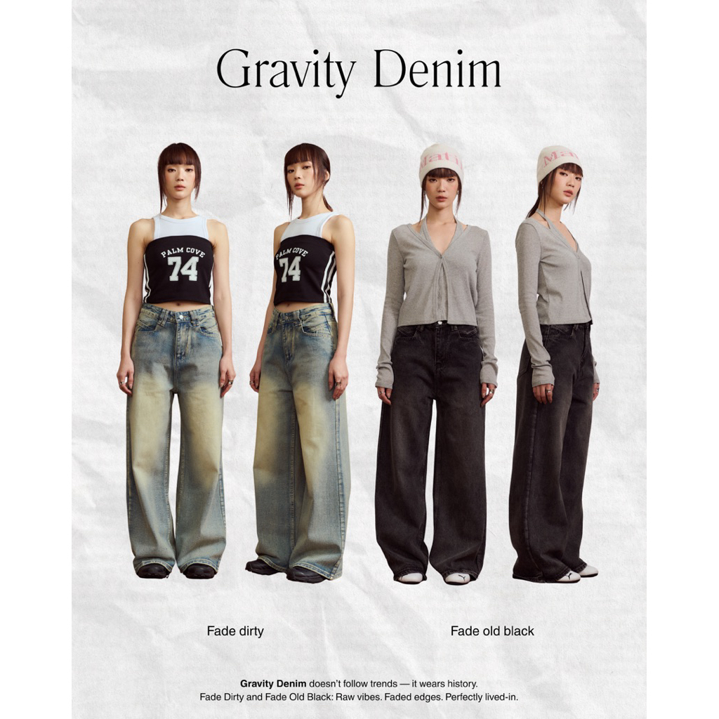 Bave official - Gravity Denim กางเกงยีนส์ทรงกระบอกใหญ่
