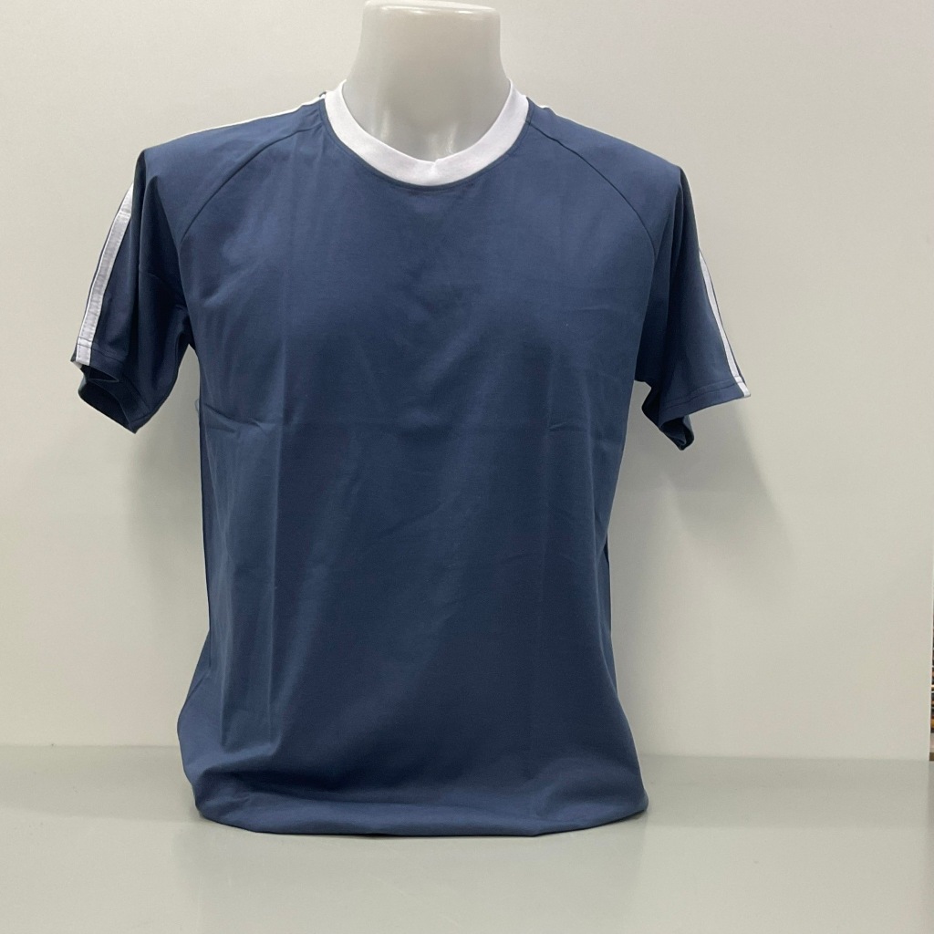 เสื้อคอกลมแต่งแถบแขนสั้น