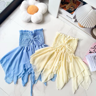 เสื้อเกาะอกรูดหน้าชีฟอง ( อก32-48 ) 🎀 ทรงแมงกระพรุน