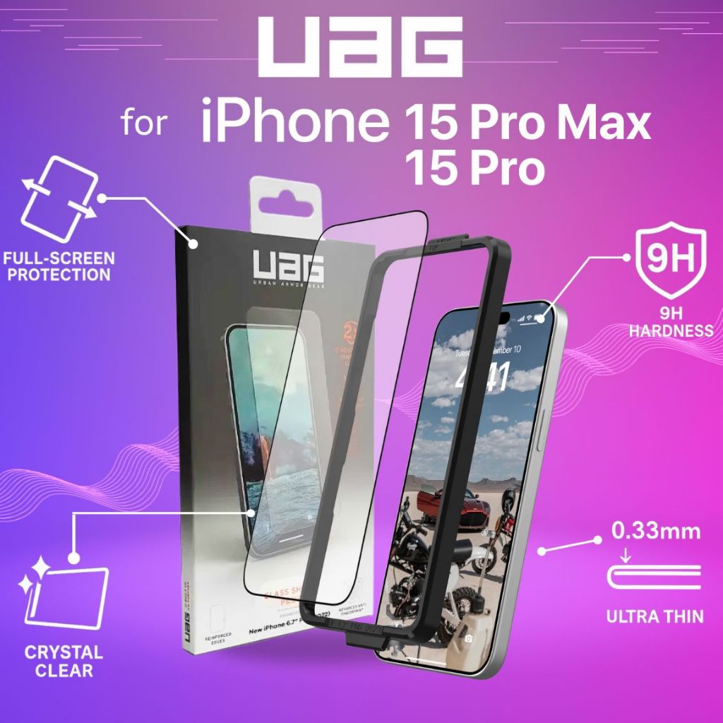 (ราคาพิเศษ) ฟิล์มกระจก UAG Glass Screen Shield Plus สำหรับ iPhone 15 Pro / 15 Pro Max