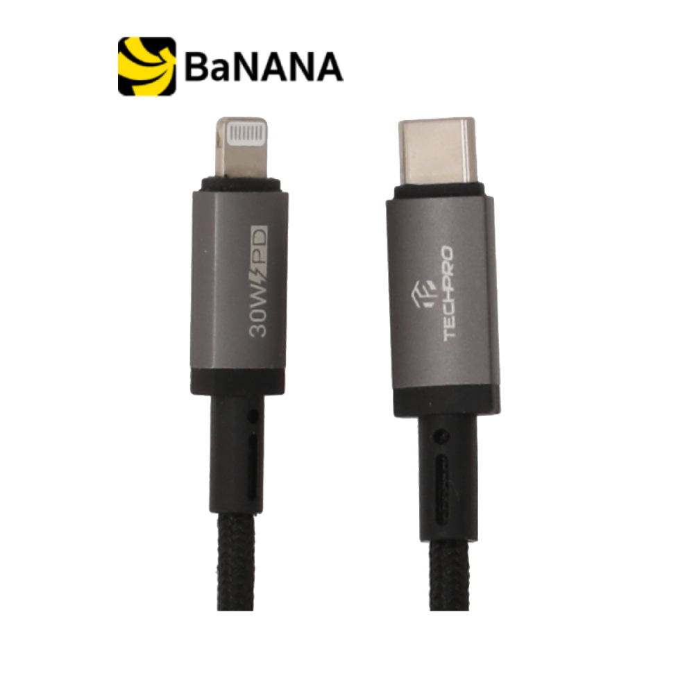 สายชาร์จ TECHPRO USB-C to Lightning Cable 30W 1M. Titanlink Black (TP-C07) by Banana IT