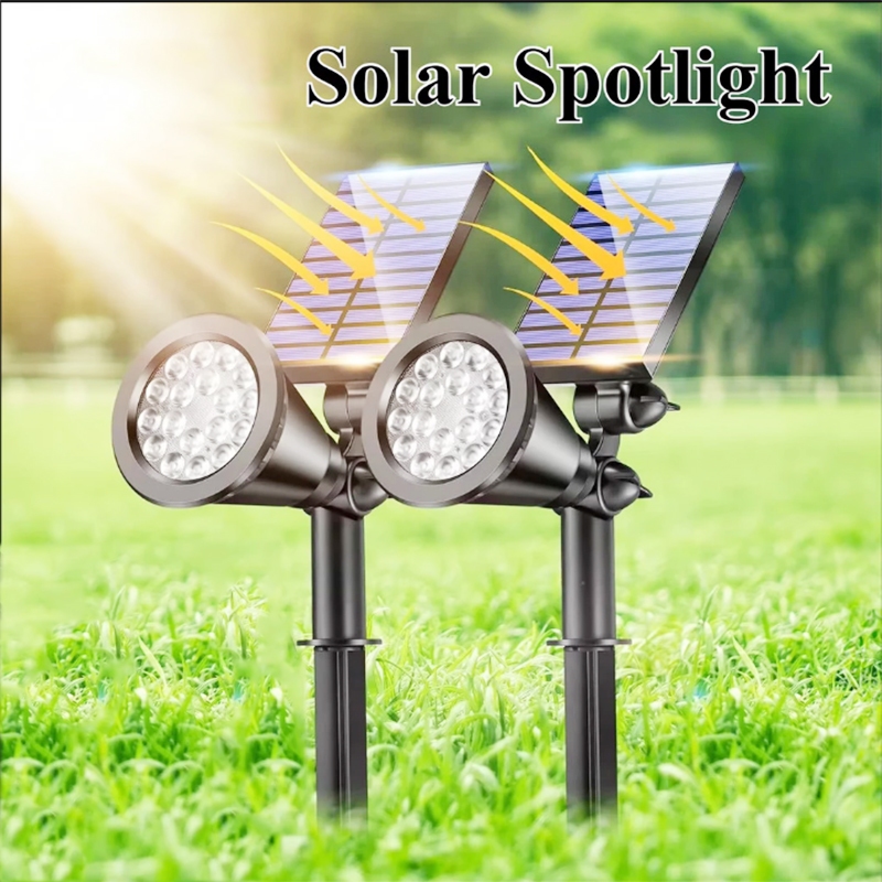 【การจัดส่งไทย】ไฟสนามพลังงานแสงอาทิตย์ 18LED ดวงไฟสนามหญ้าสปอตไลท์ Ip67 กันน้ำภูมิทัศน์ไฟตกแต่งบ้าน 2000mAH