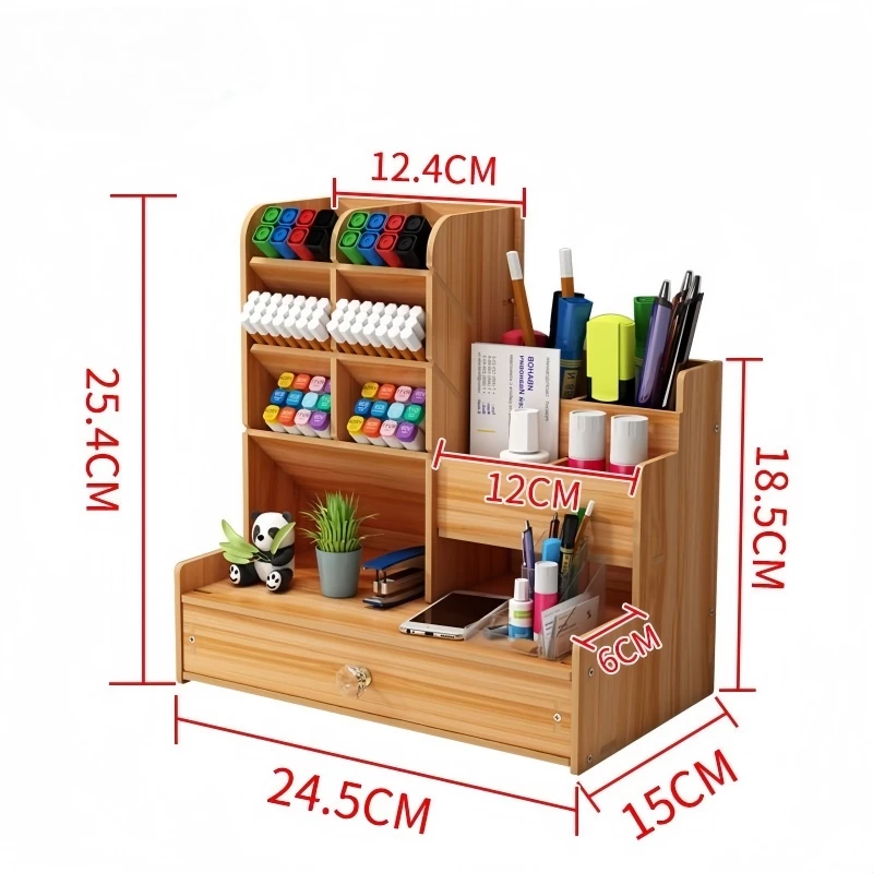 อุปกรณ์จัดระเบียบโต๊ะ Desk Organizer Wooden คอนโดปากกา ชั้นไม้เก็บเครื่องเขียน ที่ใส่ปากกา thumbnail 8