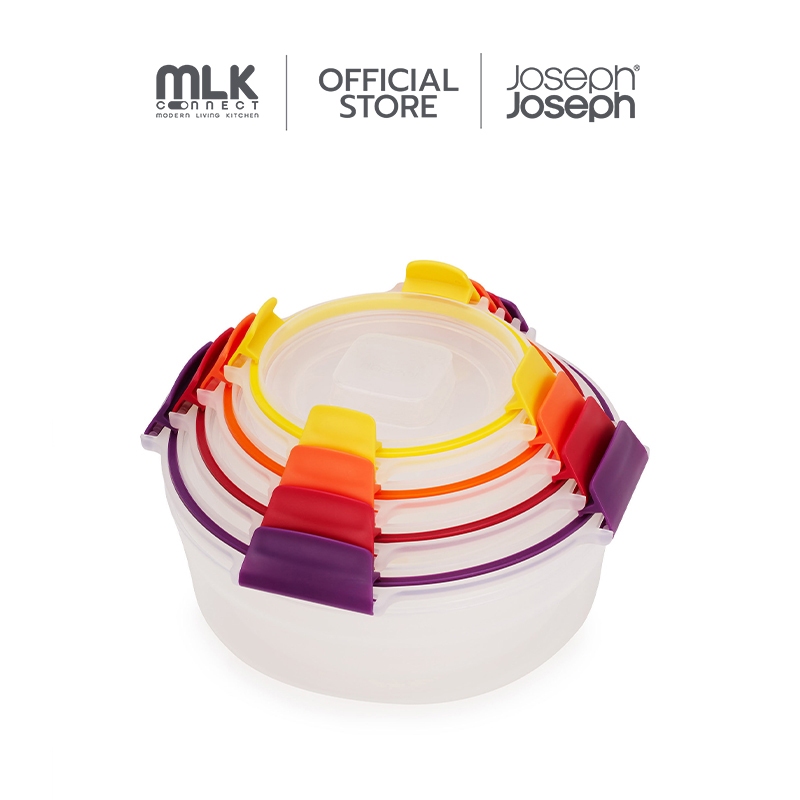Joseph Joseph กล่องเก็บอาหารทรงกลม คละไซส์ 4 ชิ้น รุ่น Nest Lock Rnd N1000015