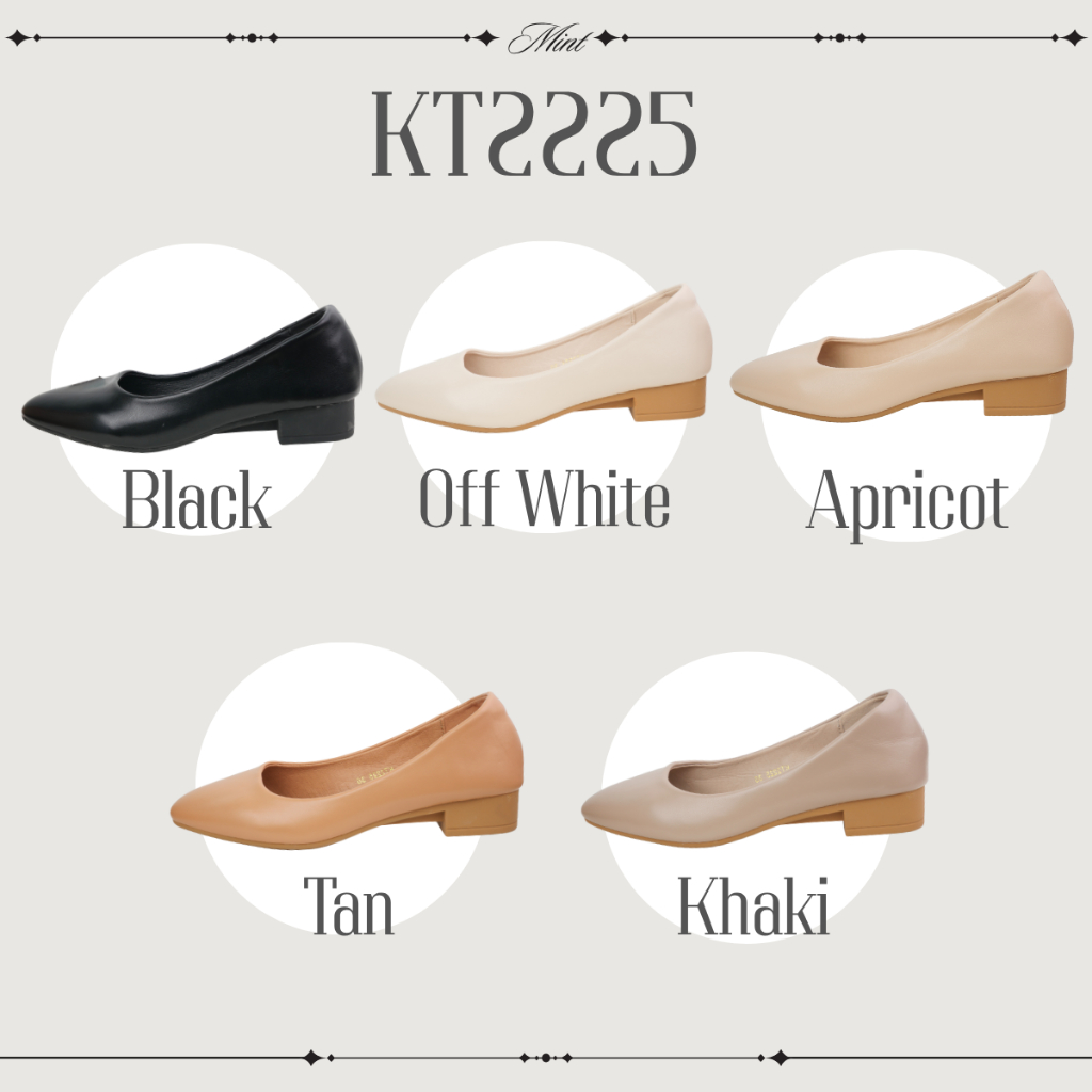 สินค้าพร้อมส่ง KT2225 หนังพียู หนังนิ่ม ส้นก้อน 1นิ้ว ไซส์ 35 - 42
