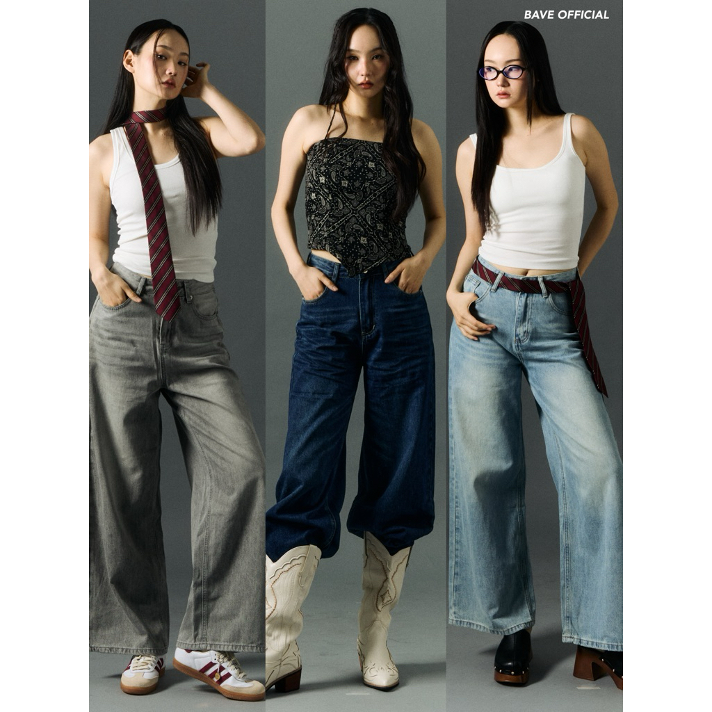 BAVE OFFICIAL - MOSSY BOON กางเกงยีนส์ทรงกระบอก BJ51693