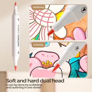 Enmy ปากกาเมจิก 2 หัว🎨 24/36/48/80 สี ปากกาเมจิกอะคริลิก Enmy กันน้ำ เขียนได้บนทุกพื้นผิว อุปกรณ์ศิลปะ เครื่องเขียน