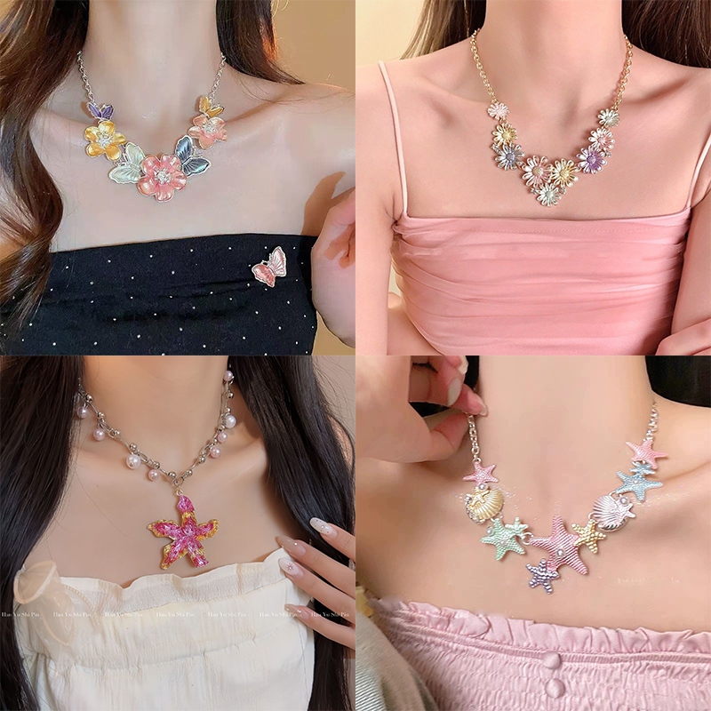 สร้อยคอ necklace สร้อยคอพร้อมจี้ เปลือกหอยปลาดาว สไตล์เกาหลี COD y2k