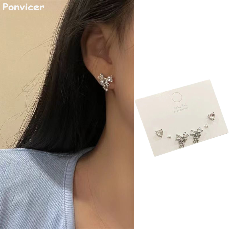 COD-【ส่งเร็ว】ต่างหูโบว์โบว์ประดับเพชร CZ ดีไซน์เรียบง่ายสำหรับผู้หญิง ต่างหูเกรดสูง มีเสน่ห์ทางแฟชั่น