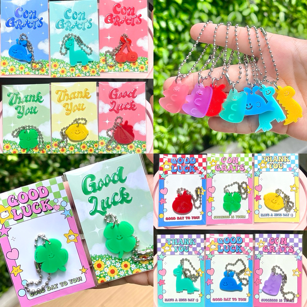 [ส่งของวันที่3]พวงกุญแจใบโคลเวอร์ อะคริลิค(ราคาต่อชิ้น)มีการ์ดให้เลือก giveaway ของแถมลูกค้า ปัจฉิม 