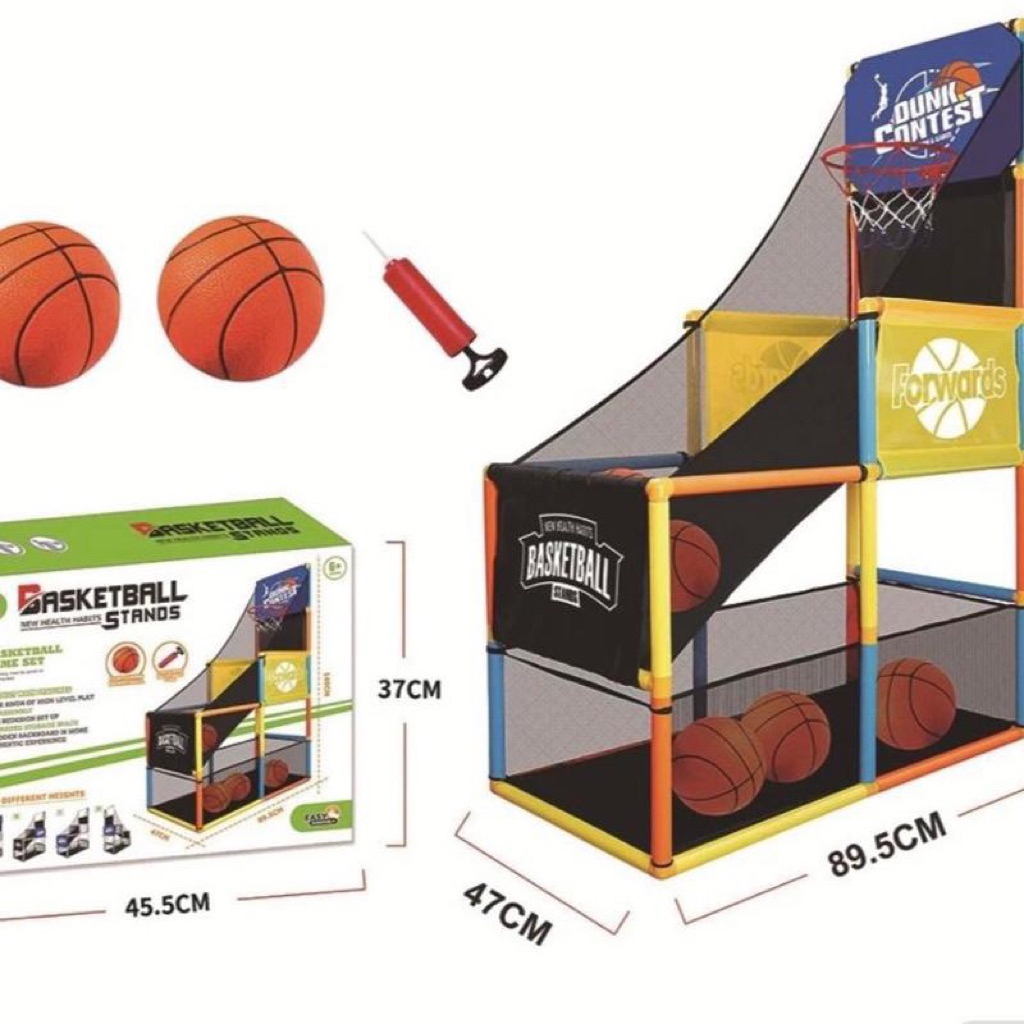 (พร้อมส่ง)แป้นบาสเด็ก พร้อมตาข่ายรองรับลูกแข็งแรง สูง ใหญ่ แถมลูกยาว