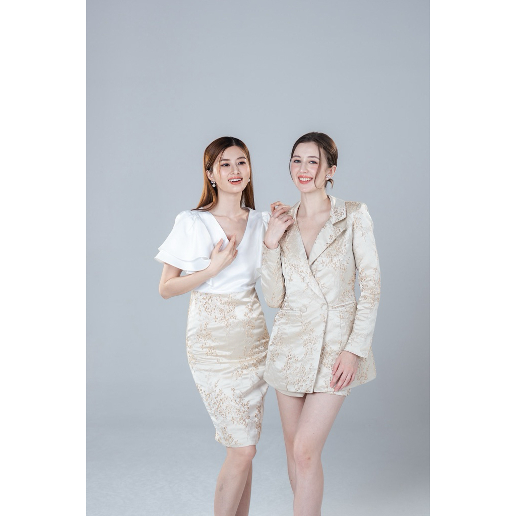 VABENE CARA DRESS ชุดเดรสผ้าJacquard