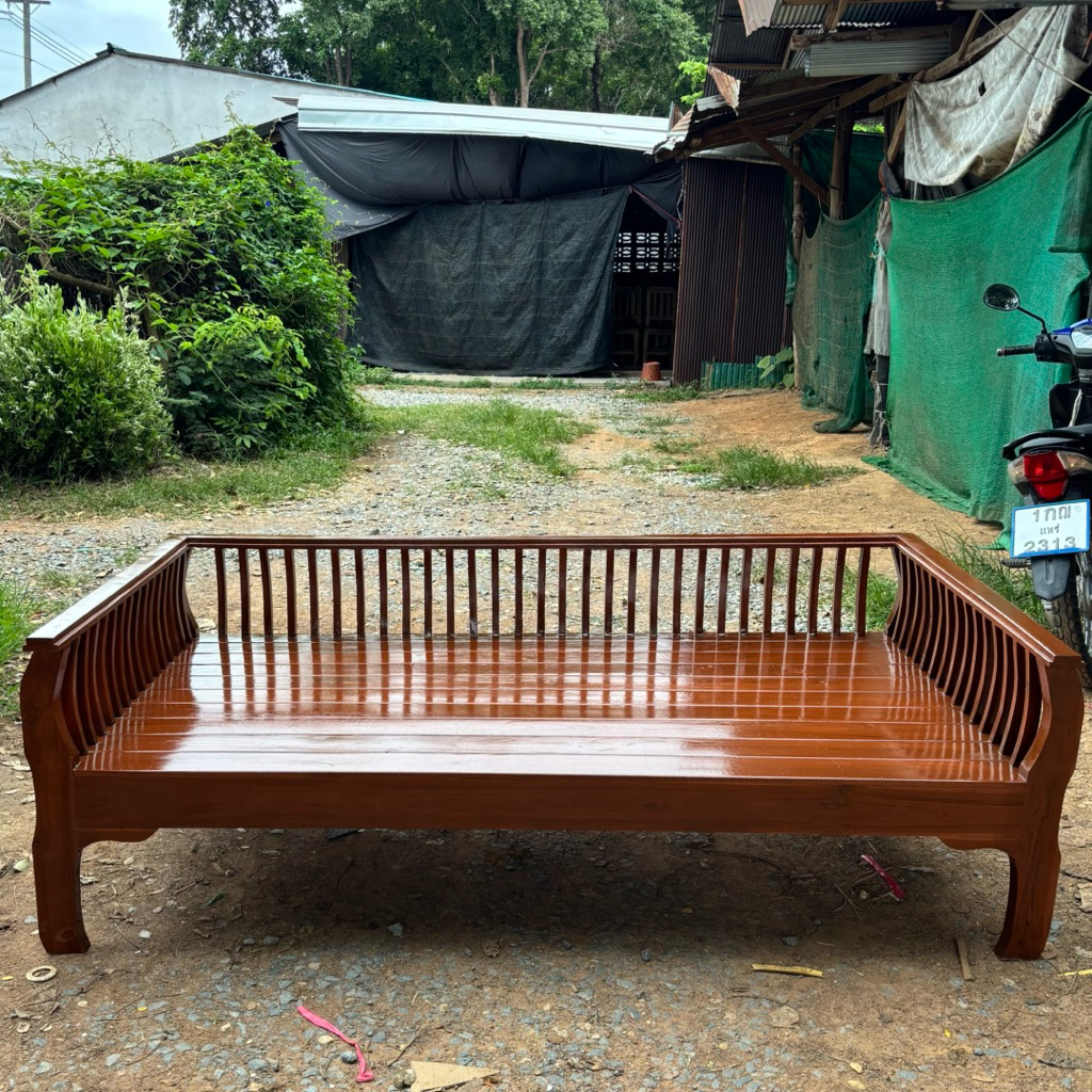 (ใช้โค้ดลด15%ลดสูงสุด3000บาท)!!🚚ค่าส่ง0บาท!!🚚 โซฟาไม้สักทอง ขนาด100*200 สูง40 cm จัดส่งฟรีพร้อมติดตั้ง