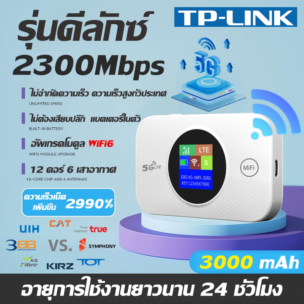 【รับประกัน 5 ปี】ไวไฟพกพา 5G WIFI ราชาแห่งการผ่านผนัง รองรับทุกซิม เน็ตความเร็วสูงไม่จำกัด ไวไฟพกพาใส่ซิม โมบายไวไฟ
