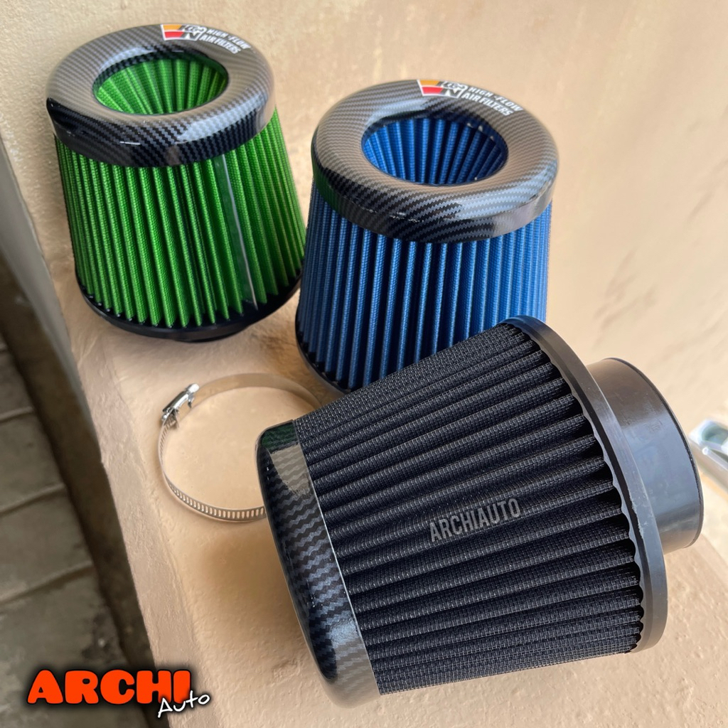 กรองอากาศ New K&N AIR FILTER สำหรับสายซิ่ง มี 5สี ขนาดปากกรอง 3นิ้ว รุ่นใหม่ ลายเคฟร่า