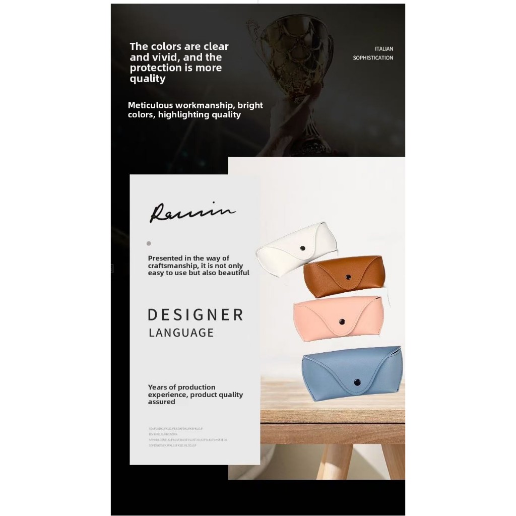 กล่องเก็บแว่นตา กล่องใส่แว่น หนัง PU กระเป๋าหนังนิ่ม แบบพกพา สําหรับใส่แว่นตากันแดด - รูปที่ 3