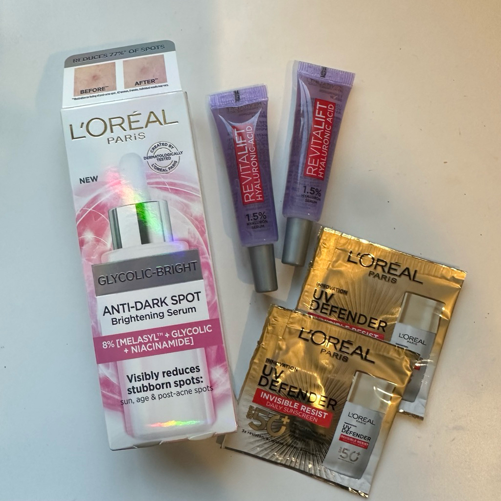 [ของใหม่] L’oreal Paris Glycolic-Bright serum 30 ml |✨ แถม Revitalift Hyaluronic & UV defender