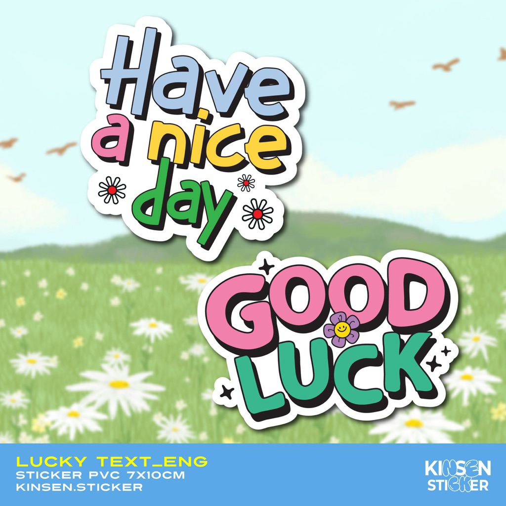 (สั่งขั้นต่ำ2แผ่น)ใหม่! ✨ สติ๊กเกอร์กันน้ำ LUCKY TEXT_EN