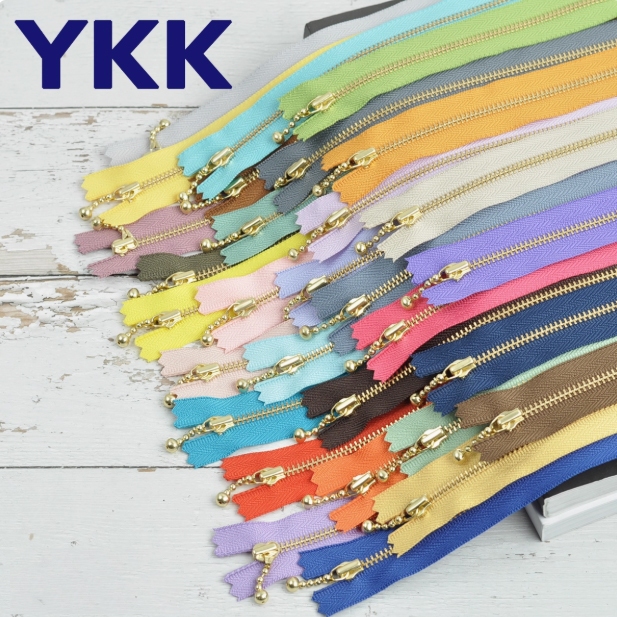Ver.2 ซิปญี่ปุ่นฟันทอง YKK แบบมีตุ้มห้อย เลือกสีและขนาดด้านในค่ะ