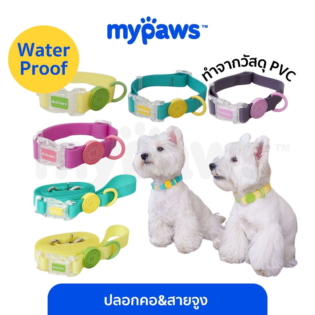 My Paws ปลอกคอสุนัข ปลอกคอกันน้ำ Waterproof สายจูงกันน้ำ แห้งไว มี3ขนาด สำหรับน้องหมาน้องแมว
