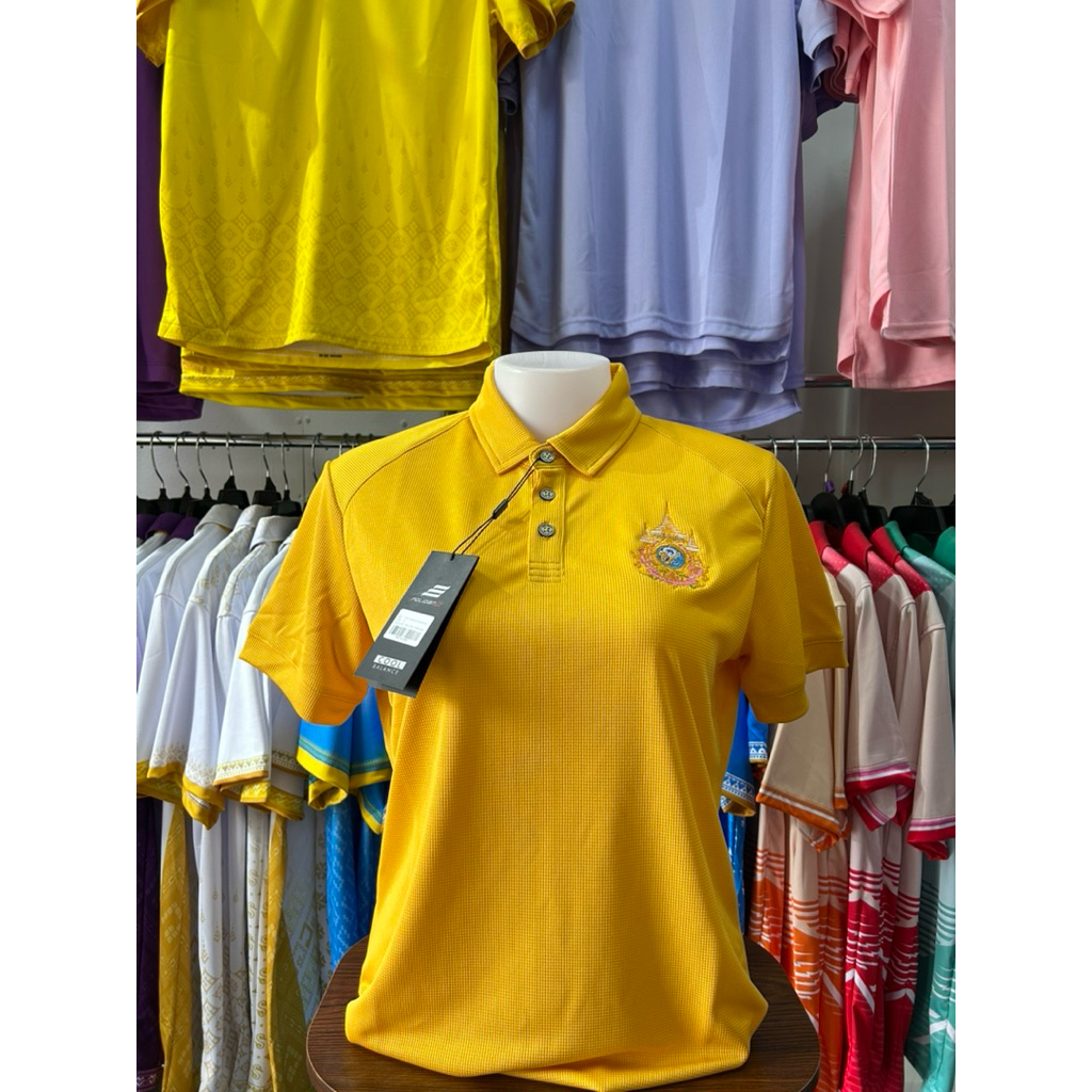 เสื้อเหลืองPoligan ปักตราสัญลักษณ์ 72พรรษา โลโก้ปักสวยคมทุกจุด